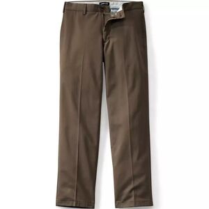 LANDS END New Brown Pants Plain Front Wrinkle Resistant Chino